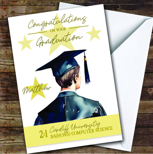 Personalized Graduation Card For Anyone Brown Hair Boy