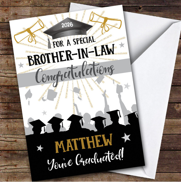 Personalized Graduation Card For Brother-In-Law Silhouette Hat