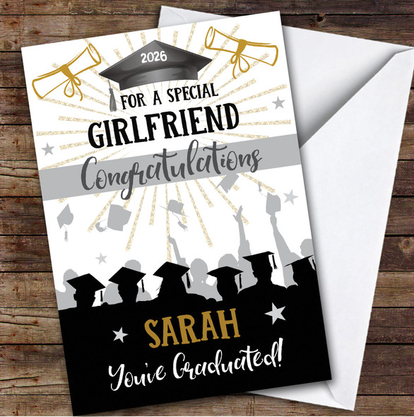Personalized Graduation Card For Girlfriend Silhouette Hat