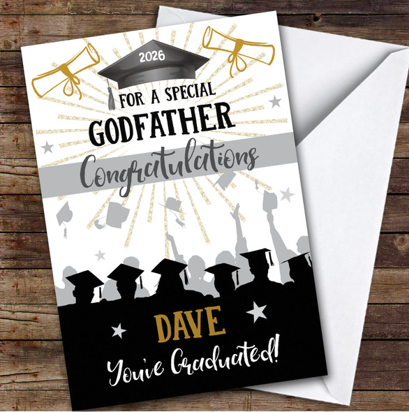 Personalized Graduation Card For Godfather Silhouette Hat