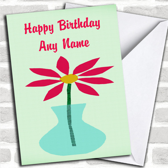 Modern Single Flower Personalized Birthday Card