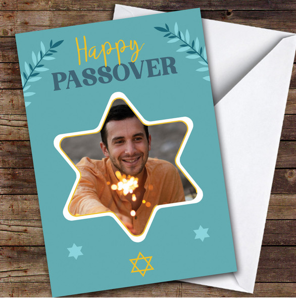 Personalized Passover Card For Anyone Photo Star Blue