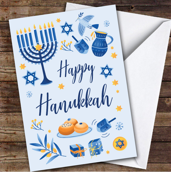 Personalized Hanukkah Card For Anyone Blue