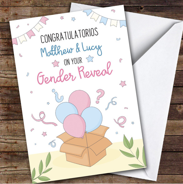 Personalized Gender Reveal Card For Anyone Box Balloons