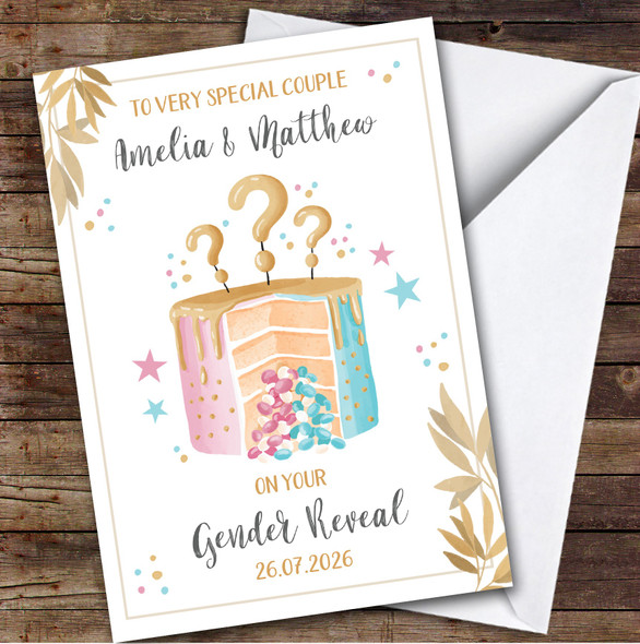 Personalized Gender Reveal Card For Anyone Cake