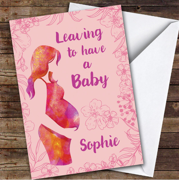 Personalized Maternity Leave Card For Anyone Pregnant Woman Pink
