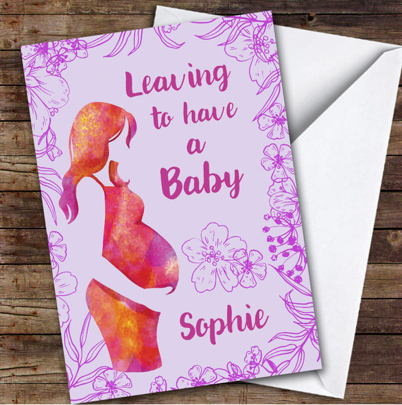 Personalized Maternity Leave Card For Anyone Pregnant Woman Purple