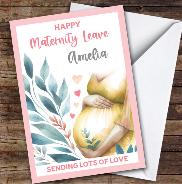 Personalized Maternity Leave Card For Anyone Yellow Baby Bump