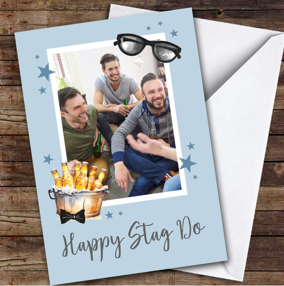 Personalized Stag Do Card For Anyone Photo Beers Blue