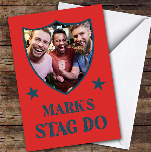 Personalized Stag Do Card For Anyone Photo Shield Red