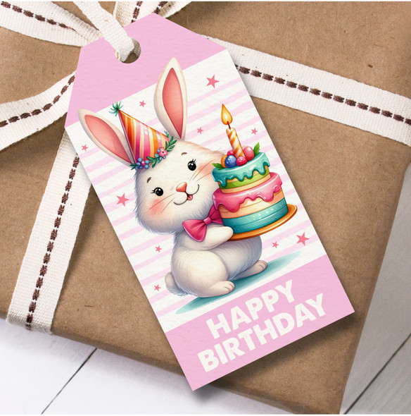 Birthday 12 Large Gift Tags Bunny Girls Kids Birthday