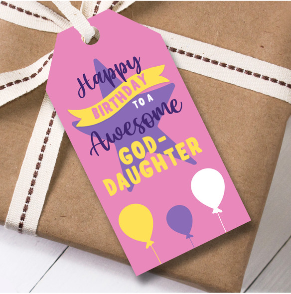 Birthday 12 Large Gift Tags For Goddaughter Female Birthday Pink Star