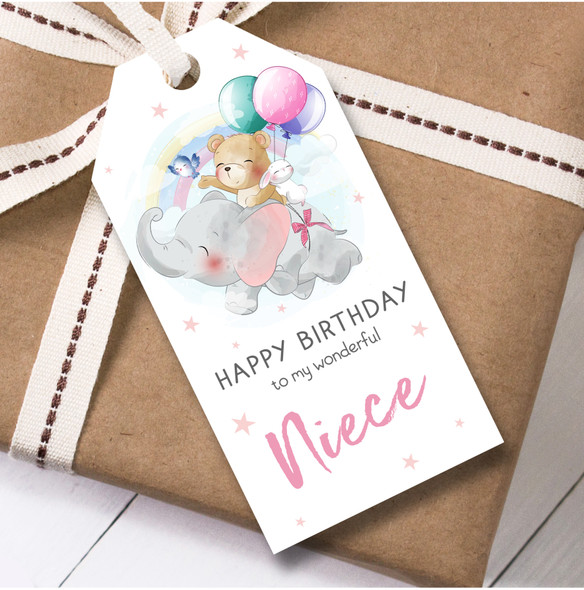 Birthday 12 Large Gift Tags For Niece Cute Animals Balloon Girls Birthday