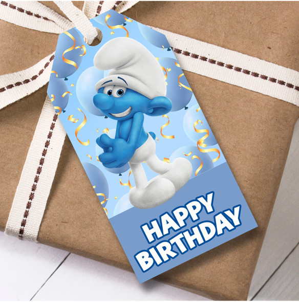 Birthday 12 Large Gift Tags Smurfs Kids Birthday Design 4