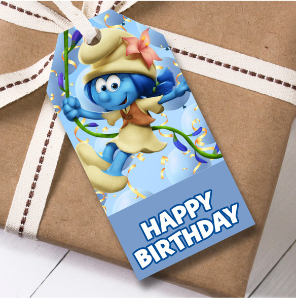Birthday 12 Large Gift Tags Smurfs Kids Birthday Design 5