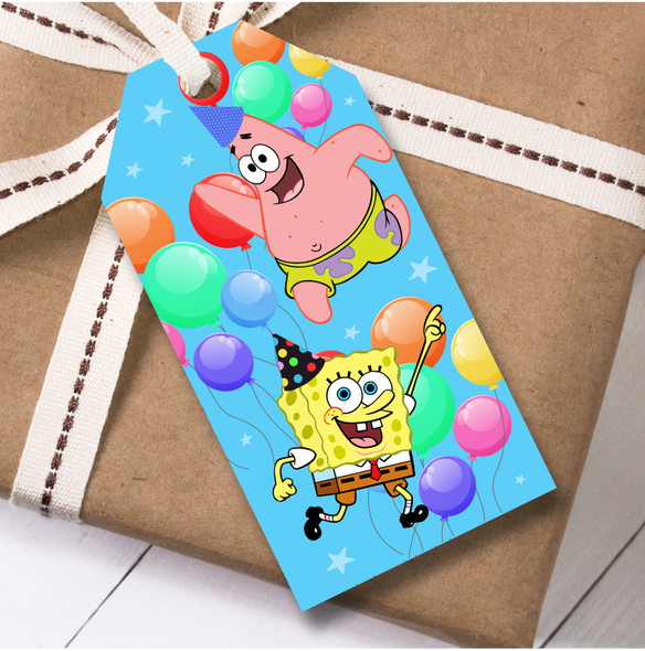 Birthday 12 Large Gift Tags Spongebob Kids Birthday