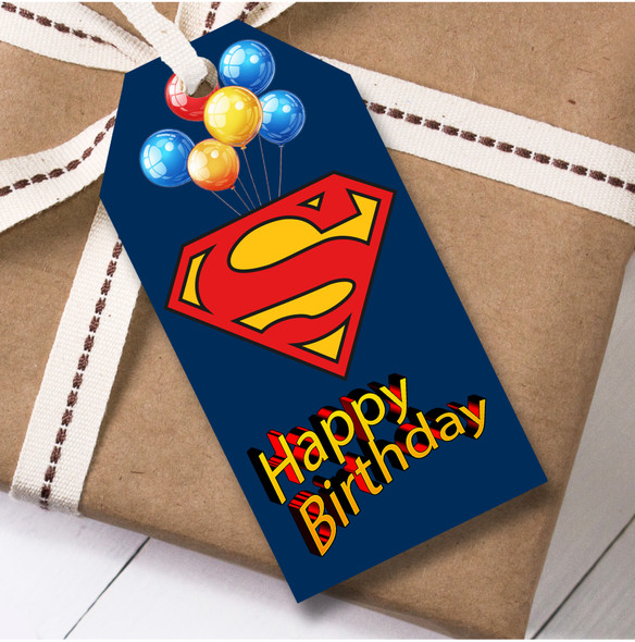 Birthday 12 Large Gift Tags Superman Boys Kids Birthday