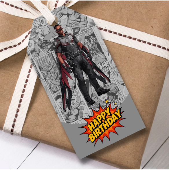 Birthday 12 Large Gift Tags Avengers Falcon Boys Kids Birthday