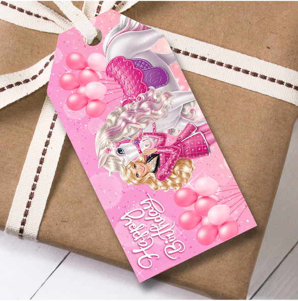 Birthday 12 Large Gift Tags Barbie Girls Kids Birthday