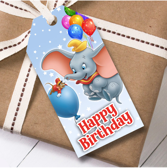 Birthday 12 Large Gift Tags Dumbo Kids Birthday Childs