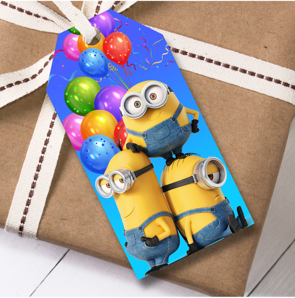 Birthday 12 Large Gift Tags Minions Kids Birthday