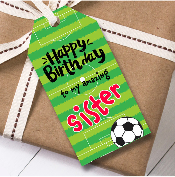 Birthday 12 Large Gift Tags For Sister Football Pitch Girls Birthday
