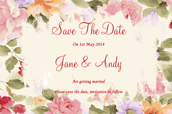 Vintage Garden Floral Personalized Wedding Save The Date Cards