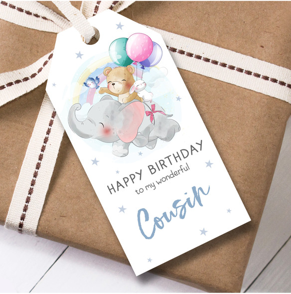 Birthday 12 Large Gift Tags For Cousin Cute Animals Balloon Boys Birthday