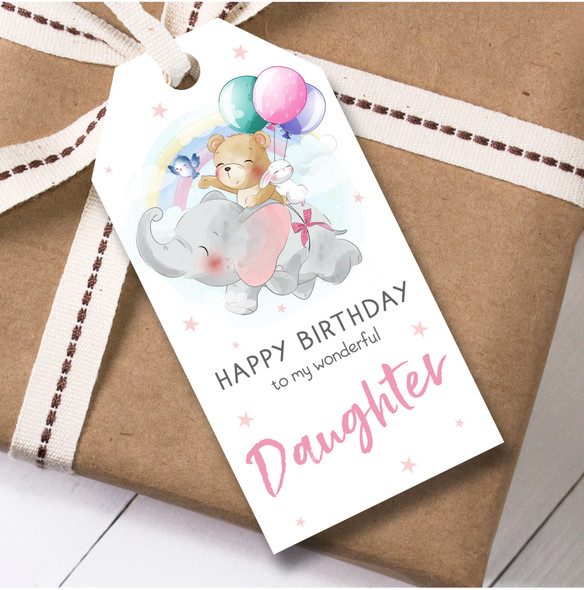 Birthday 12 Large Gift Tags Daughter Cute Animals Balloon Girls Birthday