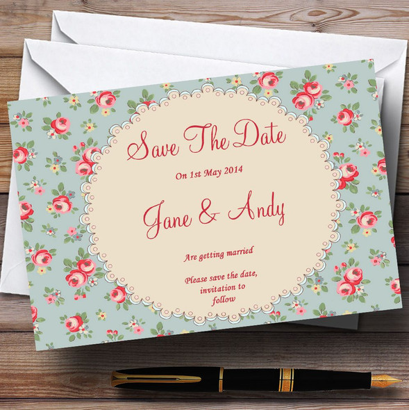 Floral Kidston Inspired Vintage Personalized Wedding Save The Date Cards