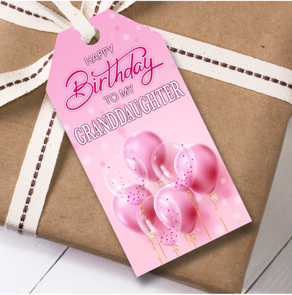 Birthday 12 Large Gift Tags For Granddaughter Pink Balloons Birthday