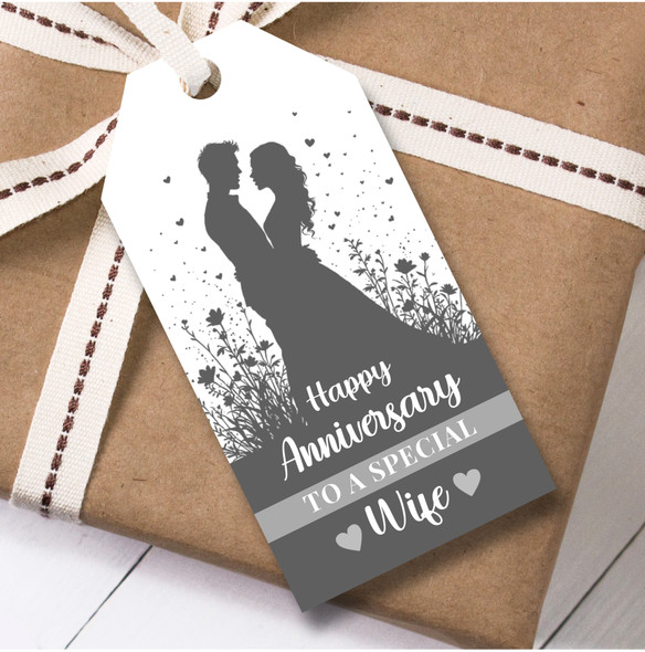 Wedding Anniversary 12 Gift Tags For Wife Wedding Anniversary Grey Silver