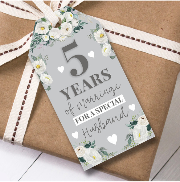 Wedding Anniversary 12 Gift Tags 5th Wedding Anniversary Husband Flowers