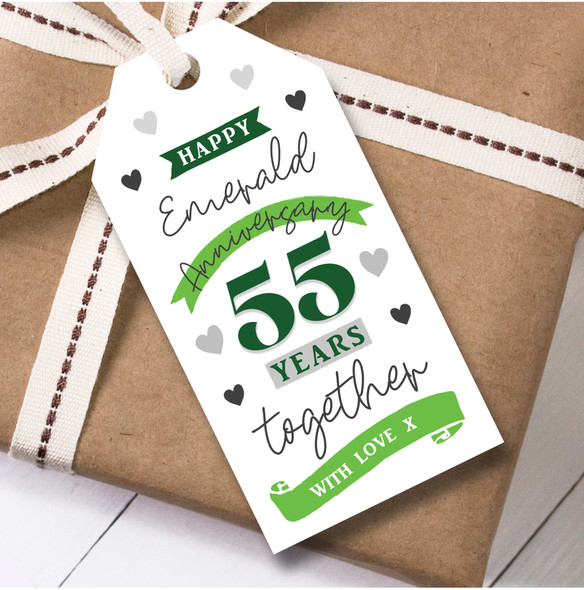 Anniversary 12 Gift Tags 55 Years Emerald 55th Wedding Anniversary Together