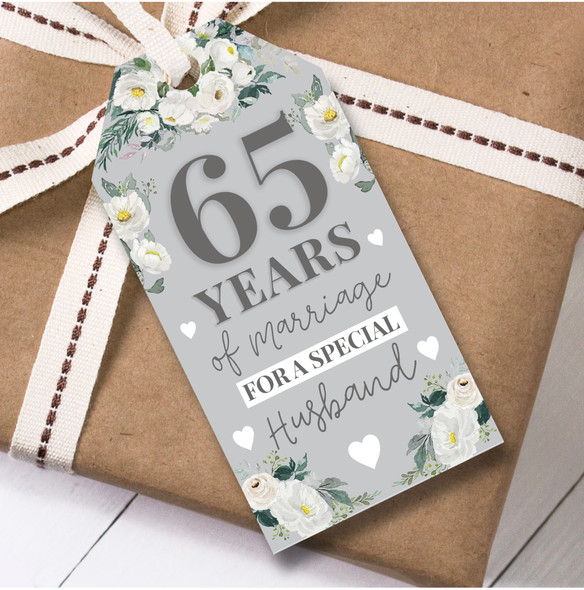Wedding Anniversary 12 Gift Tags 65th Wedding Anniversary Husband Flowers
