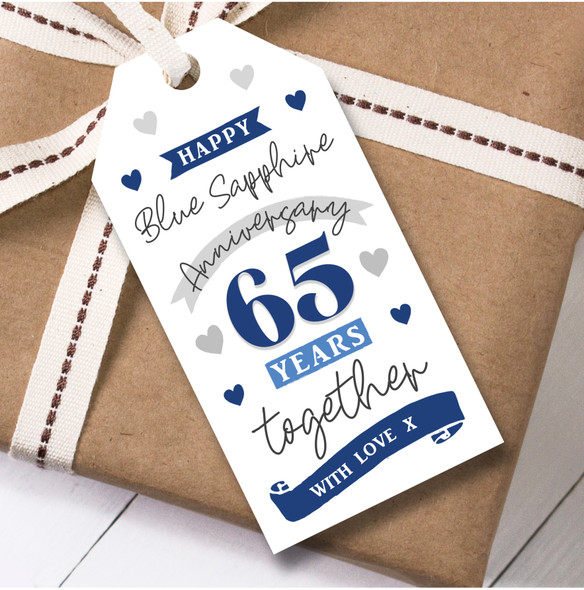 Anniversary 12 Gift Tags 65 Years Blue Sapphire 65th Wedding Anniversary