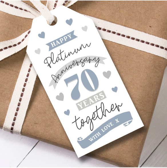 Anniversary 12 Gift Tags 70 Years Platinum 70th Wedding Anniversary