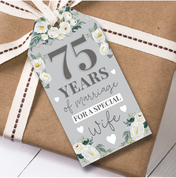 Wedding Anniversary 12 Gift Tags 75th Wedding Anniversary Wife Flowers