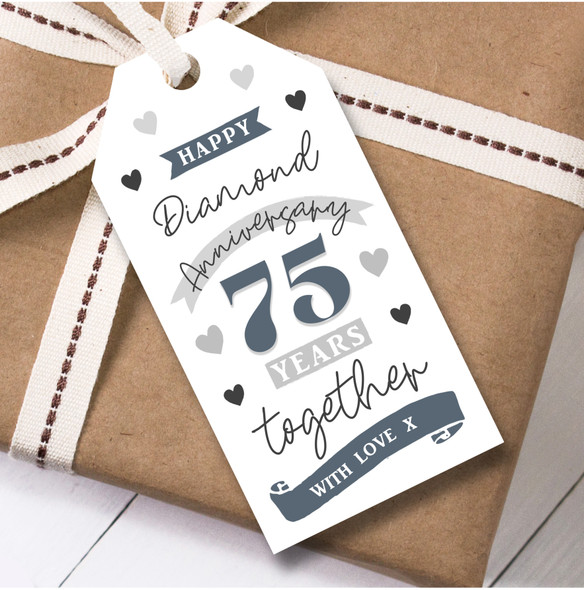 Anniversary 12 Gift Tags 75th Years Diamond Wedding Anniversary Together