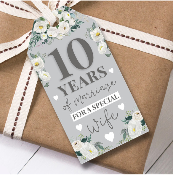Wedding Anniversary 12 Gift Tags 10th Wedding Anniversary Wife Flowers