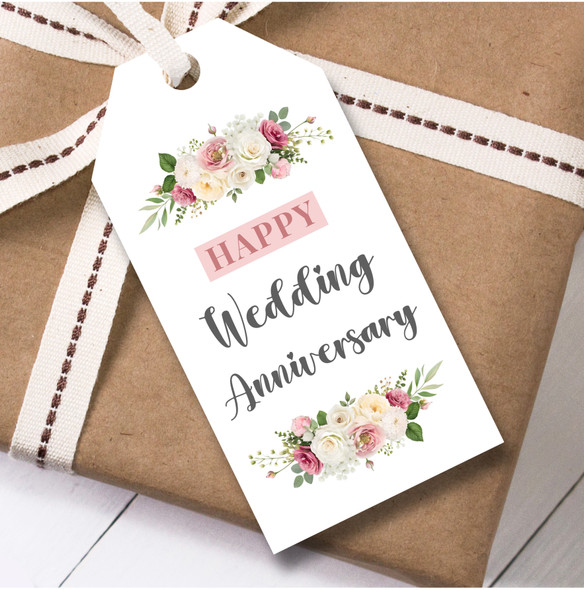 Wedding Anniversary 12 Large Gift Tags Happy Wedding Anniversary Pink