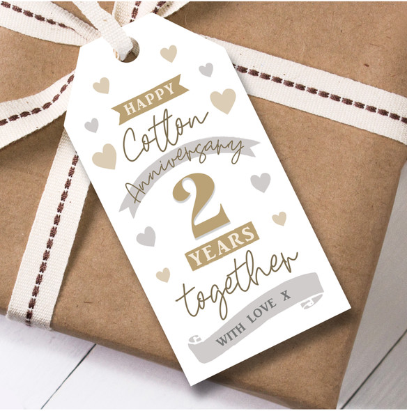 Anniversary 12 Gift Tags 2 Years Cotton 2nd Wedding Anniversary Together