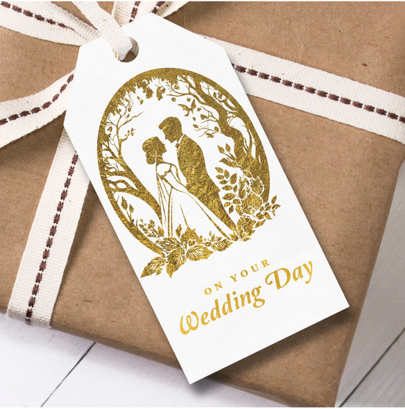 Wedding Day 12 Large Gift Tags Gold Bride & Groom Wedding