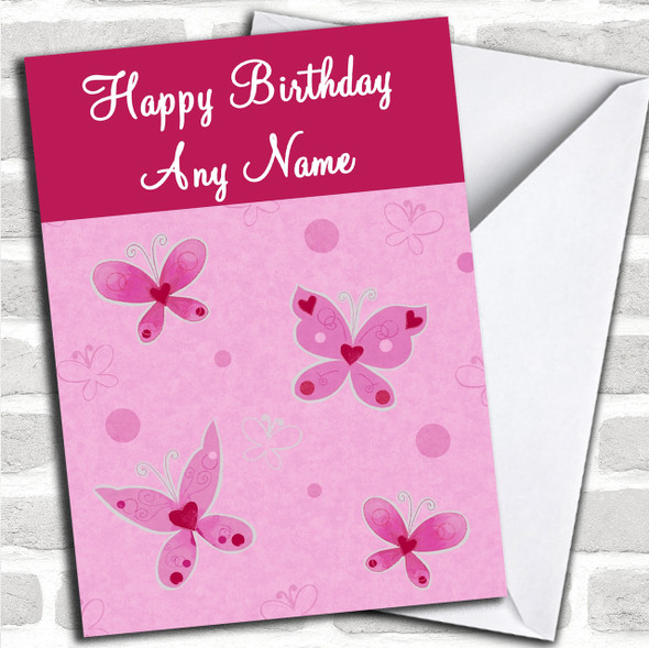 Pretty Pink Butterfly Personalized Birthday Card