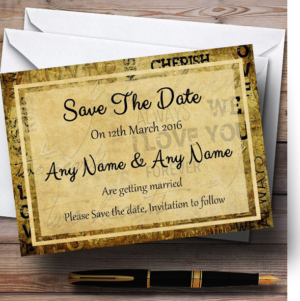 Vintage I Love You  Postcard Style Personalized Wedding Save The Date Cards