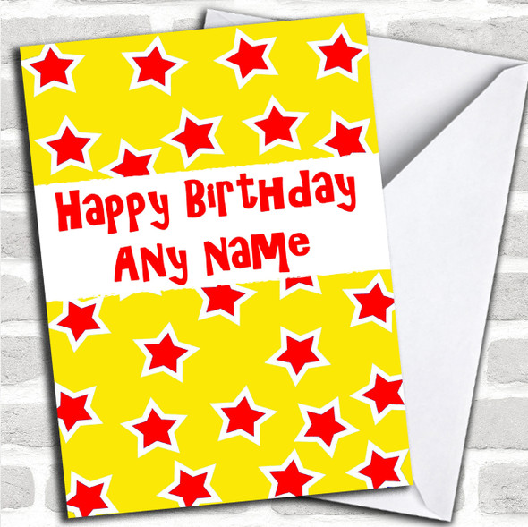 Red & Yellow Stars Personalized Birthday Card