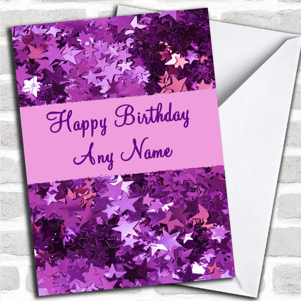 Purple Stars Personalized Birthday Card