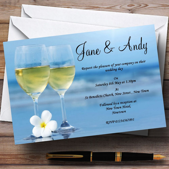 Wine On The Beach Personalized Wedding Invitations