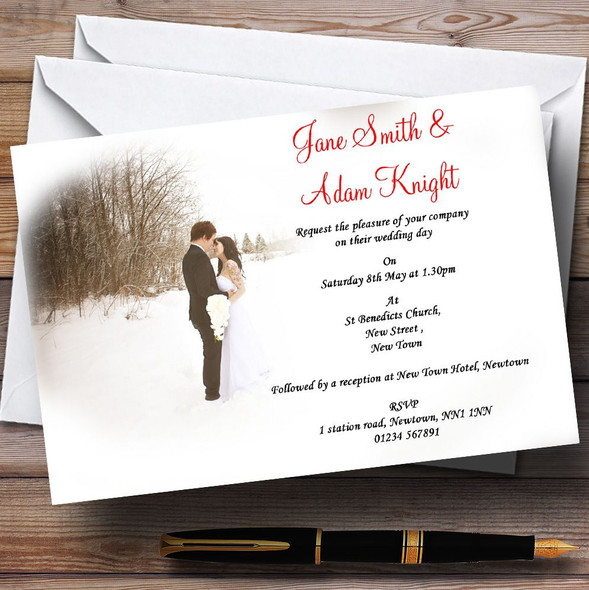 White Winter Personalized Wedding Invitations