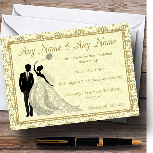 Gold Yellow Classic Personalized Wedding Invitations